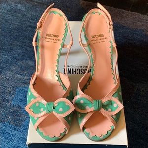 Moschino polka dot open toe high heel shoes